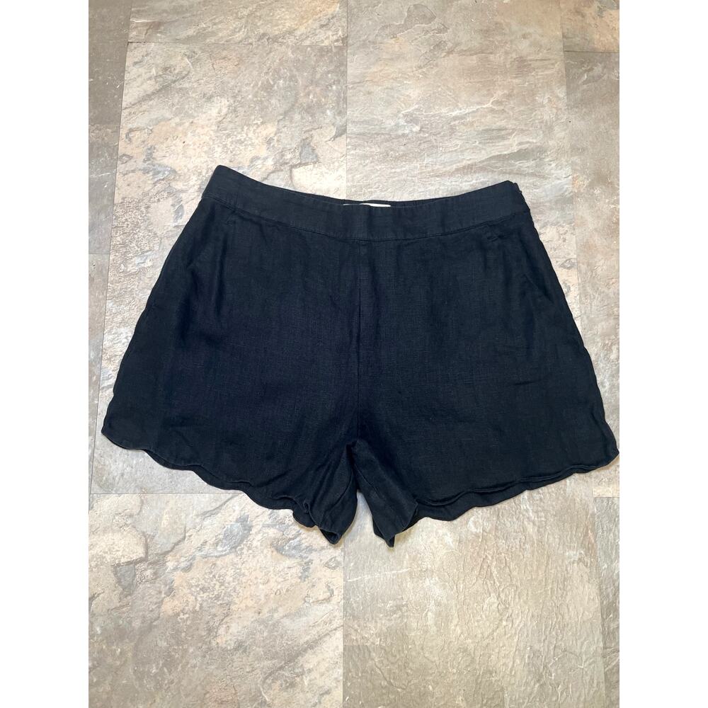 Abercrombie & Fitch Black Scalloped High Rise Linen Women's Shorts Sz 32 Resort